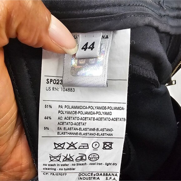 Dolce and Gabbana Black Satin Zip Hem Skinny Leg Pants - Picture 11 of 12